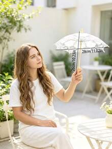 1pc Women's Lace Parasol, Lace Fan Umbrella, Summer Sun Protection, Beach Umbrella - Lace Umbrella - Suitable for One Person - View 15
