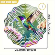 3D 1pc "Hummingbird Flying In Flower Cluster" Rotating Hook 360° DIY Creative Wind Spinner, Mother's Day Father's Day Gift For Women, Garden Rotating Decoration (Pendant Not Included), Random Style - A - View 3