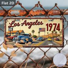 2D Flat, 1pc, Outdoor Sign & Wall Decor, Los Angeles Vintage Car, Nostalgic Home Decoration, License Plate Style, Vacation City Sign, Great Gift For Friends & Family, Suitable For Cafe, Garage, Garden, (Random Style) - A - View 8