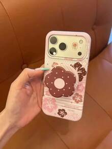 Cute Striped Magnetic Hibiscus Flower 17 Pro Max Apple 14 Pro Max Phone Case 15 Pro Max Personalized 16 Protective Cover Anti-Drop 16 Pro Max New - Pink - View 5