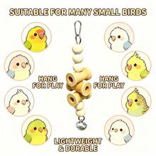 1/2pcs Bird Supplies Pet Supplies Bird Cage Hanging Decor Bird Toys Accessories Bird Training Supplies Natural Wood Beaded Bell Chewing Hanging Toy Boredom Relief Beak Grinding Hanging Ornament Bird Cage Toy (Random Color) - A+B - View 9