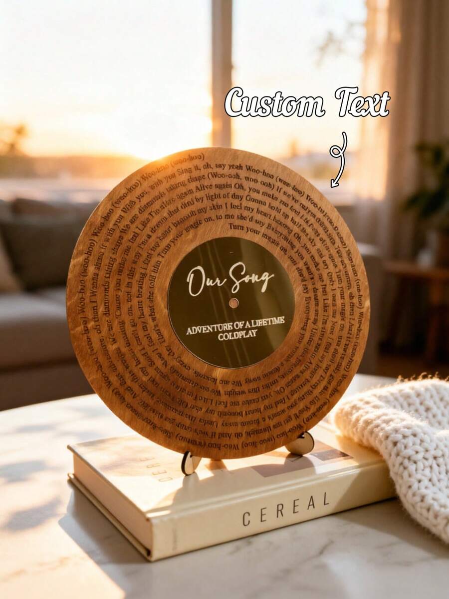 Personalized Wooden Vinyl Record Plaque, Custom Song Lyrics Decor, Wedding First Dance Decoration, Couple Anniversary Gift, Romantic Music Keepsake - C-wedding Song Sign - View 1