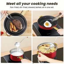 13-Piece Stainless Steel Cookware Set – Non-Stick Frying Pan, Stew Pot & Wok Included + 6 Lids + 1 Accessory | Versatile Kitchen Cooking Set For Everyday Use | Sleek Design, Even Heat Distribution, Easy To Clean | Ideal Gift Choice - View 3