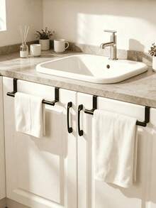 Cabinet Door Hanging Towel Bar No-Drill Towel Rack Rust-Proof Towel Holder Space-Saving Storage Rack Kitchen Bathroom Essentials Home Decor Storage Home Necessities Kitchen Accessories Kitchen Decoration - Multicolor - View 3
