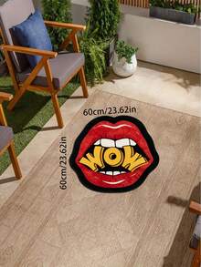 1pc Sweet Cool Retro Cartoon Style Flame Red Lips WOW Asymmetrical Rug, Bedroom Bathroom Makeup Studio Rug, Wedding Confession Scene Decor Rug, Decorative Rug, Bedroom Decor, Small Rug, Rug, Home Decor, Living Room Rug, Living Room Small Rug, Bedroom Rug, Living Room Home Decor, Outdoor Rug, Enhance Home Style, Suitable For Adding Home Charm Decor - Multicolor - View 16