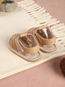 1 Pair Fashion Versatile Embroidered Floral Sandals, Soft Sole Pre-Walker Shoes, Infant Shoes, Suitable For Infants And Toddlers, Party, Banquet, Vacation - Apricot - View 3