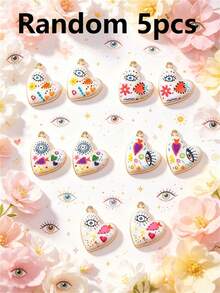 5/10/15/20/30/50pcs Random Multicolor Gothic/Punk Metal Love & Devil's Eye Pendant, Suitable For DIY Necklace, Bracelet, Earring, Keychain, Phone Chain, Couples's Gift, Jewelry Making - Multicolor - View 29
