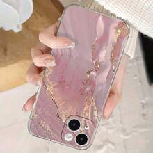 1 pieza Funda de teléfono minimalista con patrón de mármol de concha de alta transparencia, carcasa blanda de TPU transparente resistente a caídas, arañazos y huellas dactilares, protección de lente de cámara compatible con Apple, Nothing, Pixel, funda protectora - Multicolor - Ver 4