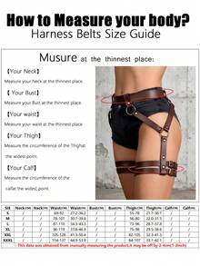 1pc Women's Casual Sexy Coffee Color Punk Style PU Leather Lace-Up Leg Strap Waist Belt Harness, Suitable For Party, Gathering, Halloween, Daily Commute Outfit Accessory - Coffee Brown - View 5