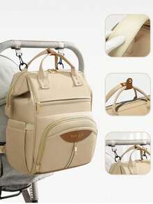 1pc Solid Color Multi-Layer Large Capacity Fashion Minimalist Mommy Bag, Portable Multi-Function Backpack, Halloween Thanksgiving Christmas Gift - Multicolor - View 6