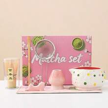 1/5/7pcs Japanese Matcha Ceremony Set, Colorful Polka Dot Ceramic Matcha Bowl With Spout, Complete Matcha Kit With Bamboo Whisk, Chashaku, Whisk Holder, Tea Sifter & Tea Mat, Cute Matcha Tools Gift Box For Tea Lovers - Multicolor - View 11
