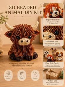 精緻 DIY 動物串珠飾品套組，可愛 3D 動物串珠手工套件，含彩色珠子與說明書，成人創意 DIY 手工飾品手工藝套組 - 擺飾 - 查看 2