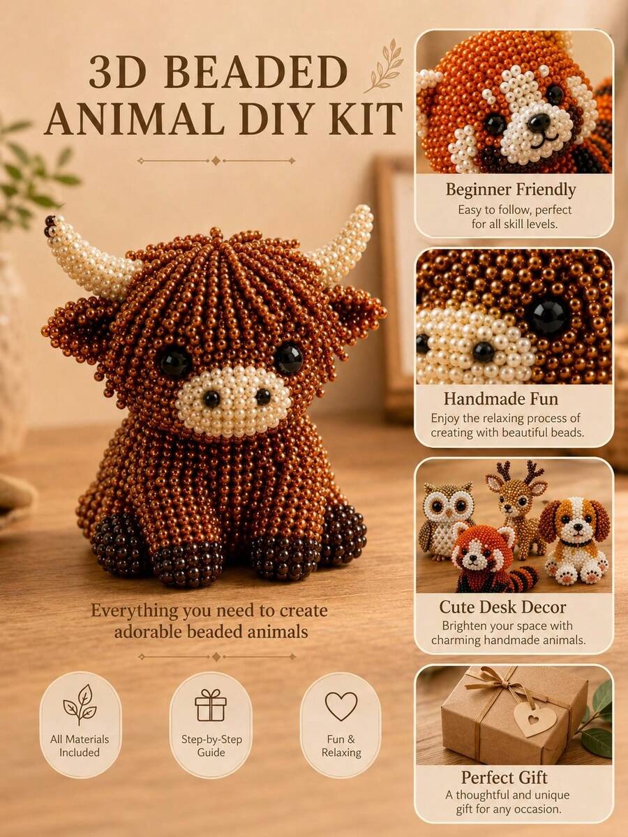 Exquisite DIY Animal Beaded Jewelry Set, Cute 3D Animal Beaded Handmade Kit, Includes Colorful Beads And Instruction Manual, Adult Creative DIY Handmade Jewelry Craft Set - Ornament - View 1