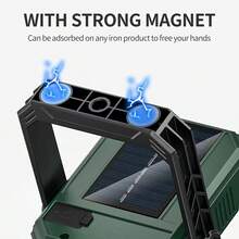 1PC Rechargeable Spotlight Flashlight, Ultra Bright LED Camping Light, Solar Powered Tent Light, 5 Modes Magnetic Base Work Light, Battery Indicator Flashlight, Suitable For Camping, Car Repair, Emergency, Outdoor, Work - Camping Lights - View 8