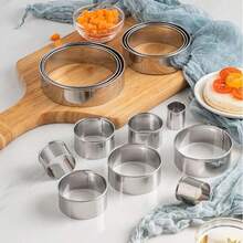 12pcs Cake Mold Set, Stainless Steel Mousse Cake Rings, Round Cookie Cutters, Pancake Molds, Baking Tools, Kitchen Gadgets, Kitchen Accessories, Household Cooking Supplies - Silver - View 9