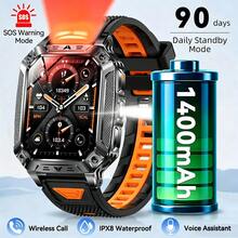KENPANG 1400mAh Battery Men's Smart Watch, Red+White Dual LED Flashlight, 100+ Professional Sports Modes, Bluetooth Calling, Social Message Notifications, IPX8 Waterproof, 24/7 Health Monitoring, 2.01-Inch Clear Touchscreen Display, Men's Fitness Tracker - View 15
