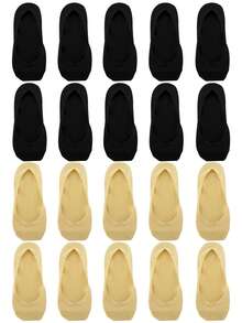 1/5/10 Pairs Soft Skin-Friendly Ice Silk Invisible Socks Women Summer Thin Breathable Sweat Absorbent Silicone Non Slip Short Socks - Multicolor - View 22