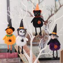 Halloween Pumpkin Witch Black Cat Ghost Pendant Broom Haunted House Decor Props Holiday Atmosphere Decoration - Multi-color - View 3