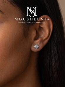 MOUSHEENIA Classic 0.1ct Round Moissanite Bezel Set Stud Earrings, 925 Sterling Silver, Delicate Single Diamond Daily Pierced Ear Jewelry Gift - 0.1 Ct Stud Earrings - View 3