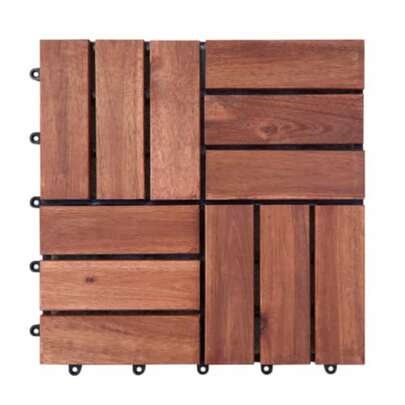Piso de Madera para Exterior y Jardín 10 Piezas,Deck de Madera de Acacia Modular para Terraza y Regadera, Baldosas Interconectables 30x30 cm Cubre 0.93 m²