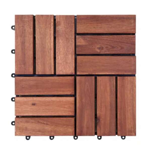 Piso de Madera para Exterior y Jardín 10 Piezas,Deck de Madera de Acacia Modular para Terraza y Regadera, Baldosas Interconectables 30x30 cm Cubre 0.93 m²