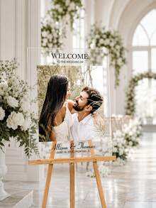 婚禮歡迎牌、婚禮前夕歡迎牌、現代婚禮入口牌、壓克力牌、婚禮裝飾、婚禮禮物 - 彩色 - 查看 5