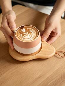 1pc Personalized Custom Wooden Coaster, Pear-Shaped Wooden Coaster With Logo Engraving, Heat-Insulating Wooden Coaster For Home Use, Suitable For Cups, Mugs, Glassware - Perfect For Home, Restaurant, Bar And Outdoor Activities - Multicolor - View 4