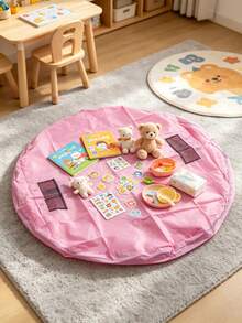 Alfombra de juego redonda para niños, bolsa de almacenamiento portátil con cordón, alfombra de juego plegable e impermeable para la sala de juegos del bebé, alfombra de almacenamiento rápido para bloques de construcción - Multicolor - Ver 9