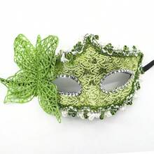 1pc Women's Handheld Masquerade Mask, Half Face Mask, Party Halloween Floral Mask, Fashion Half Face Mask Prop, Mysterious Sexy Masquerade Fake Feather Handheld Mask, Suitable For Parties, Celebrations, Performances - A - View 21
