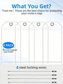 4PCS Cruise Luggage Tag Holders, Perfect Travel Companion For Smooth Embarkation! Must-Have Cruise Accessory To Protect Tags Against Tearing & Loss. - Clear - View 5