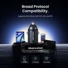 VENTION Mini Car Charger 45W PD Type C+30W USB A Dual Port Aluminum Alloy Fast Charging Car Phone Charger Gray - FFSH0 - View 4
