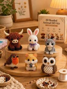 精緻 DIY 動物串珠飾品套組，可愛 3D 動物串珠手工套件，含彩色珠子與說明書，成人創意 DIY 手工飾品手工藝套組 - 擺飾 - 查看 6