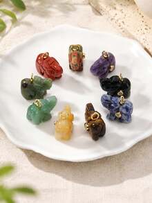 1pc Hand Carved Crystal Elephant Pendant Necklace For Women Natural Stone Rose Quartz Amethyst Mini Animal Handicraft Jewelry H935 - Necklace - View 2
