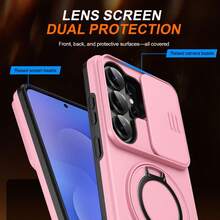 Kompatibel dengan S26 Ultra Flip Anti-Drop Phone Case S24 Magnetic Rotating Kickstand Minimalist Protective Cover - Berwarna merah muda - View 3