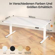 Devoko Height-Adjustable Electric Desk, Sit-Stand Desk With LED Control Panel, 2 Memory Heights, 73-118 Cm Height Adjustment, T-Steel Frame, 70 Kg Load Capacity, 100-180 Cm, Black/White/Beige/Rustic Wood - White - View 18