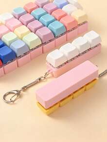 1pcs4-Key Stress Relief Keyboard Keychain With Black Base, Colorful Buttons, Mini Fidget Finger Press Keyboard Pendant, Car Key Accessory, Bag Charm, Focus Toy For Adults, Birthday, Party & Holiday Gift - Multicolor - View 5
