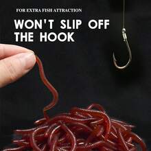 50pcs 8cm Silicone Soft Worm Fishing Lures, Realistic Red Worm Bait, Universal Soft Lures For Wild Fishing And Black Pond - A - View 8