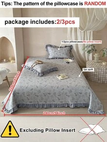 Set Sprei dan Sarung Bantal Abu-abu Berumbai 2/3 pcs, Gaya Pedesaan Prancis dengan Motif Bunga, Lembut dan Bernapas, Dapat Dicuci dengan Mesin, Cocok untuk Semua Musim, Ukuran Twin/Full/Queen/King, Dekorasi Rumah, Hadiah yang Bagus (Sprei + 1/2 Sarung Bantal) - Grey - View 5