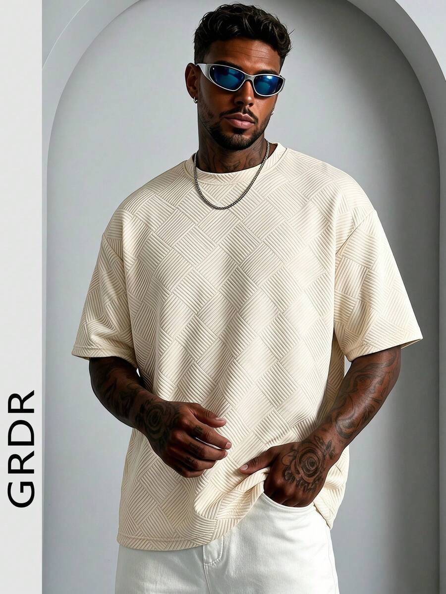 GRDR Men's Fashionable Solid Color Crew Neck Short Sleeve T-Shirt | Exquisite Design | Summer Essential | Easy To Match | Showcase Your Style