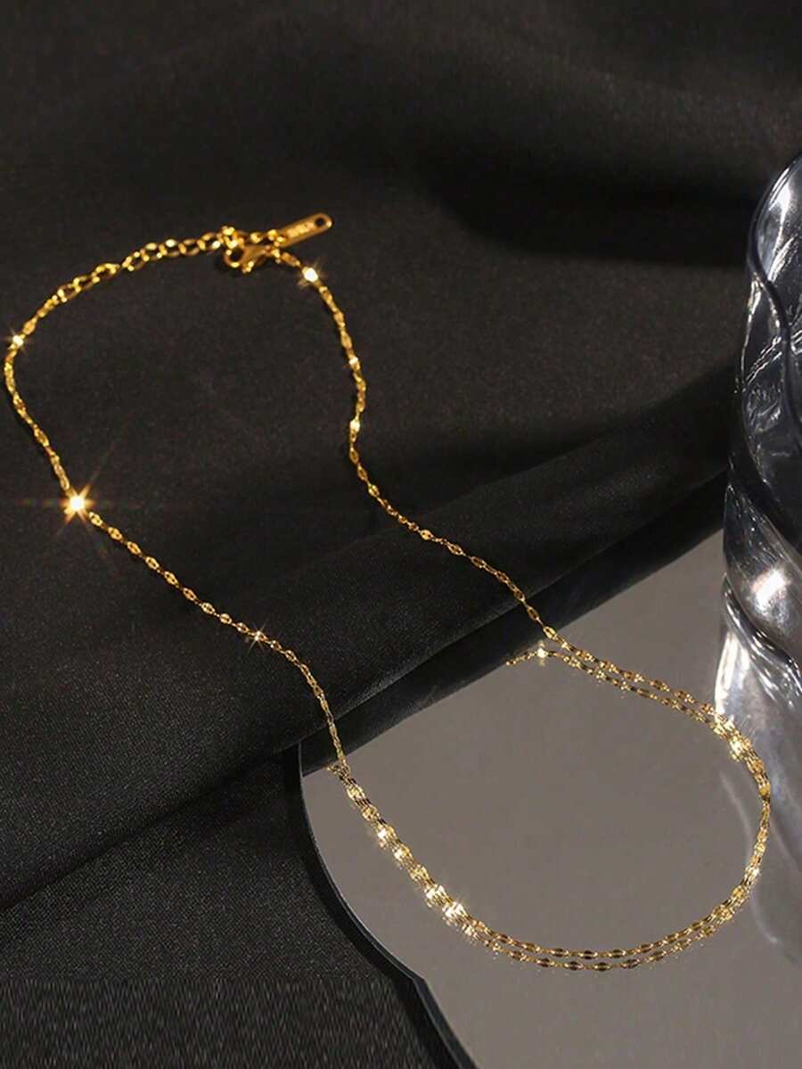1pc Snake Chain Necklace, For Men Women - Yellow Gold - View 1
