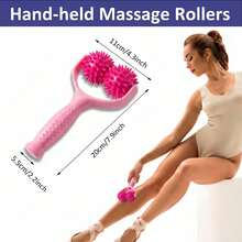1pc Handheld Spiky Massage Ball Roller, 2-Wheel Spiky Silicone Manual Massage Roller With Ergonomic Handle, Portable Foot Arm Body Neck Leg Muscle Massage Pressure Relief Tool - Multicolor - View 4