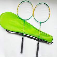 72cm Length 21cm Width Badminton Racket Set, Random Color Green Or Purple, Portable Outdoor Indoor Sports Racquet For Adult Beginner Family Entertainment With Storage Bag - Multicolor - View 3