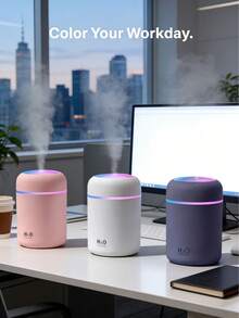 Mini USB Humidifier 300ML With Colorful LED Night Light, Portable Cool Mist Air Humidifier & Essential Oil Diffuser, Quiet Desktop Aroma Diffuser With 4/8H Timer, Small Personal Humidifier For Bedroom, Office, Home, Car Decoration - Cylinder - View 6