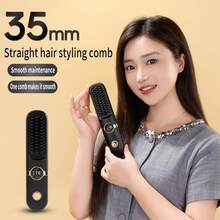 Peine alisador de cabello inalámbrico portátil, calentamiento rápido, adecuado para varios tipos de cabello, diseño anti-quemaduras con pantalla digital LED, recargable por USB, ligero y portátil, adecuado para uso en el hogar y viajes, peine alisador específico para mujeres - multicolor - Ver 5