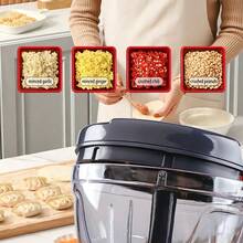Stainless Steel Pull Rope Manual Food Chopper, Multi Functional Garlic Meat Fruit Nut Slicer, Portable Quick Prep Processor For Onion Garlic, Durable Household Kitchen Gadget Gift - Gray 900ML - View 9