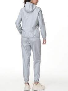 HOTSUIT Women's Satin Sweat Set With Zipper And Drawstring, Fitness Workout Training Outfit, Suitable For Gym And Holiday Gift - Light Grey - View 6