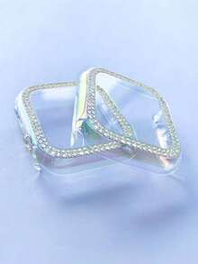 1pc Hard Frame Multi-Layer Diamond Iridescent Protective Case Cover Compatible With Apple Watch Ultra 3/2/1 Series SE, S10/S9/S8/7/S6/S5/S4/S3/S2/S1 Series, Protects From Scratches And Collisions, Iridescent Frame (No Screen Film), Embedded Crystal Jewelry Diamond Sparkling Decoration Protective Case 38mm 40mm 41mm 42mm 44mm 45mm 46mm 49mm High-End Luxury Dazzling Young Fashionable Girls Daily Outfit Accessory - Iridescent - View 8
