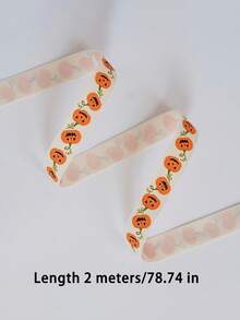 2/5m Pumpkin Pattern Gift Wrapping Ribbon Vintage Halloween Decorative Ribbon For Gift Wrapping, Floral Decoration - Pumpkin Pattern - View 8
