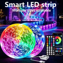 98.4英尺 2卷 RGB 變色 LED 燈條,APP 與遙控控制,音樂同步,可調光,可裁剪,USB 接口 LED 燈條,適用於臥室、遊戲室、電視和家居裝飾,萬聖節裝飾 - 黑色遙控 - 查看 4