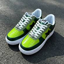 A BATHING APE 1雙中性休閒運動球鞋 BAPE STA 閃電星星標誌 耐穿低筒滑板鞋 - 鏡面黑綠 - 查看 1